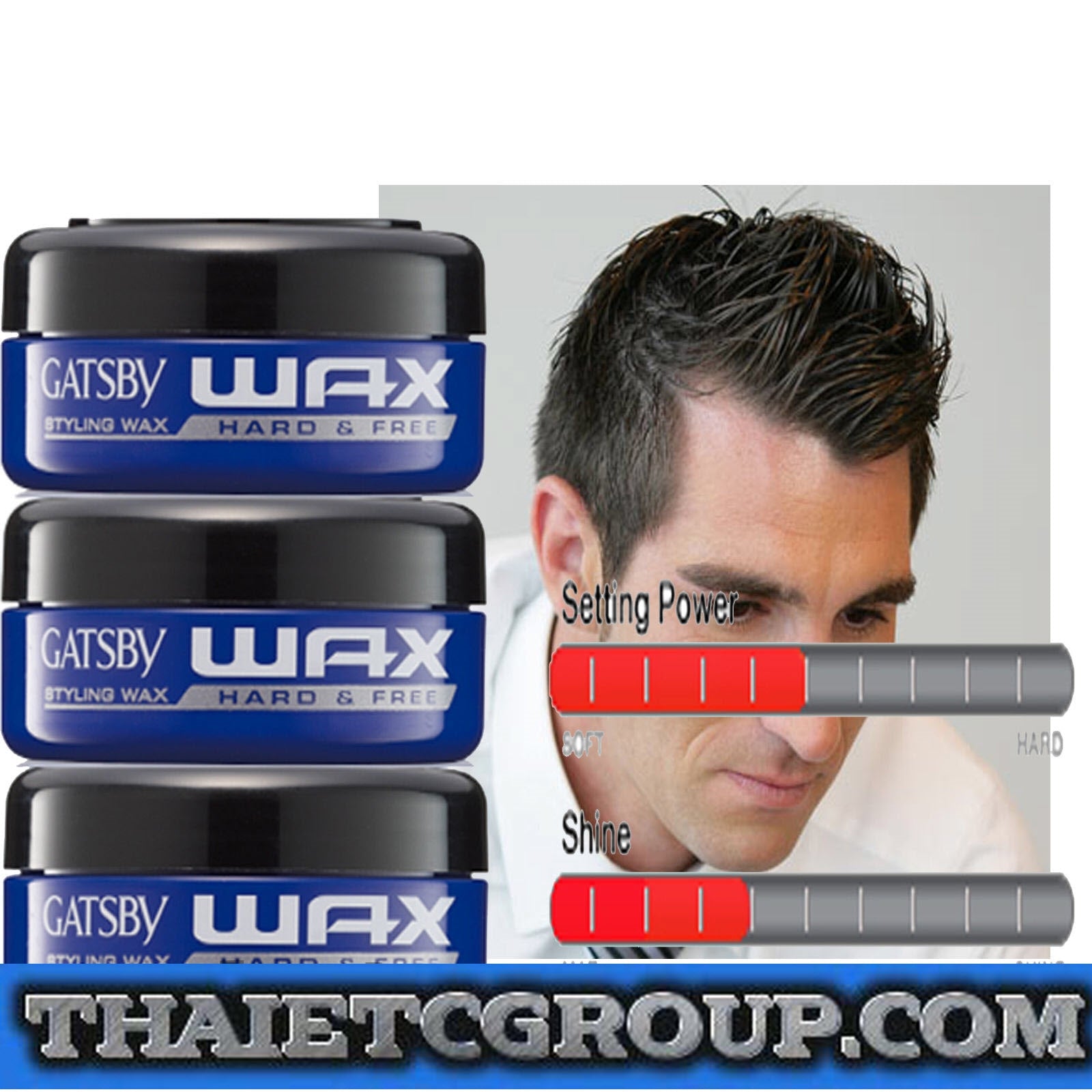 10349597-6a.jpg 3 x 75 = 225 g GATSBY Wax Hard & Free Gel Hair Shine British Series Men Styling - Image 1