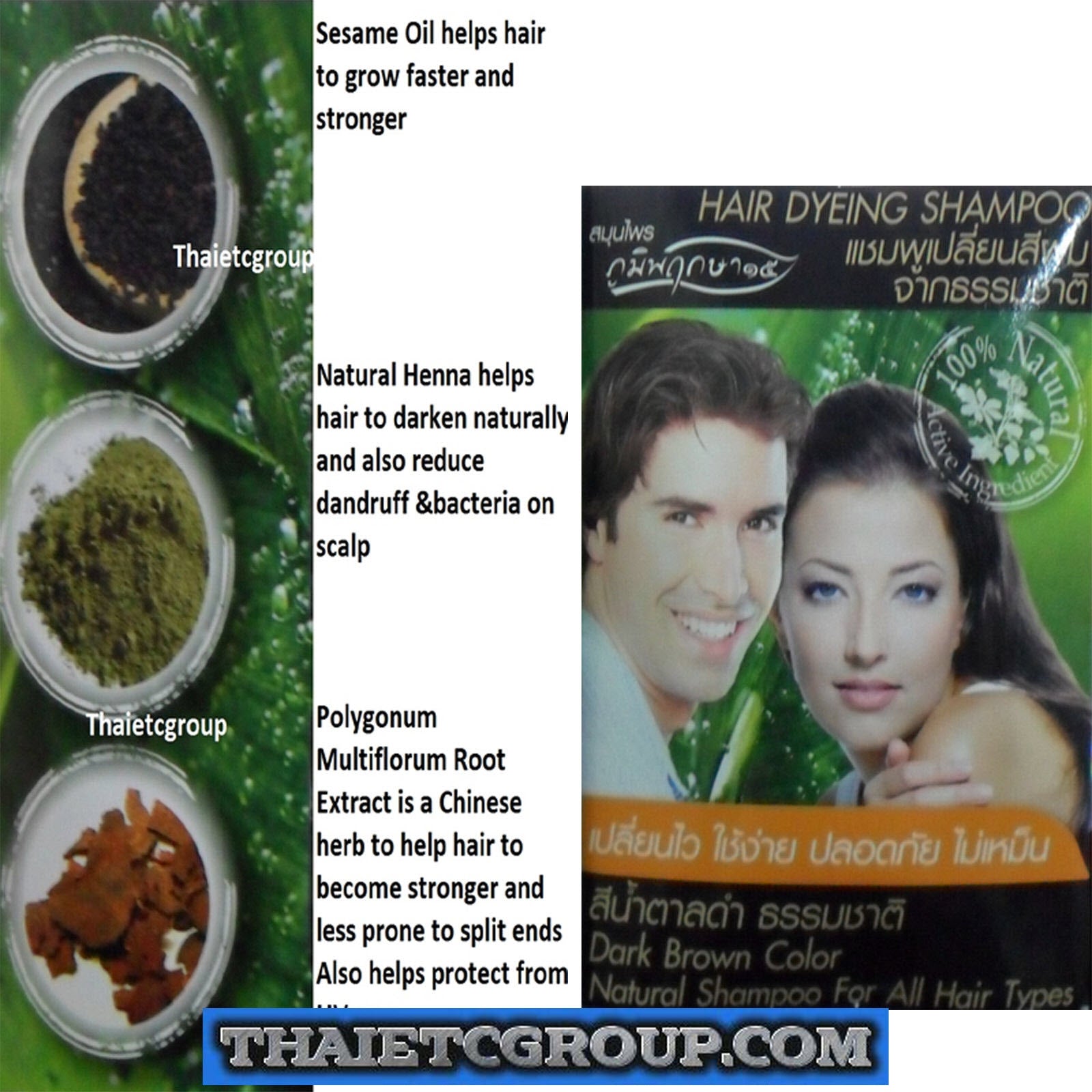 10355634-25a.jpg 100% Natural PRIM PERFECT Hair Color Dying Shampoo Henna Chinese Herb Dark Brown - Image 1