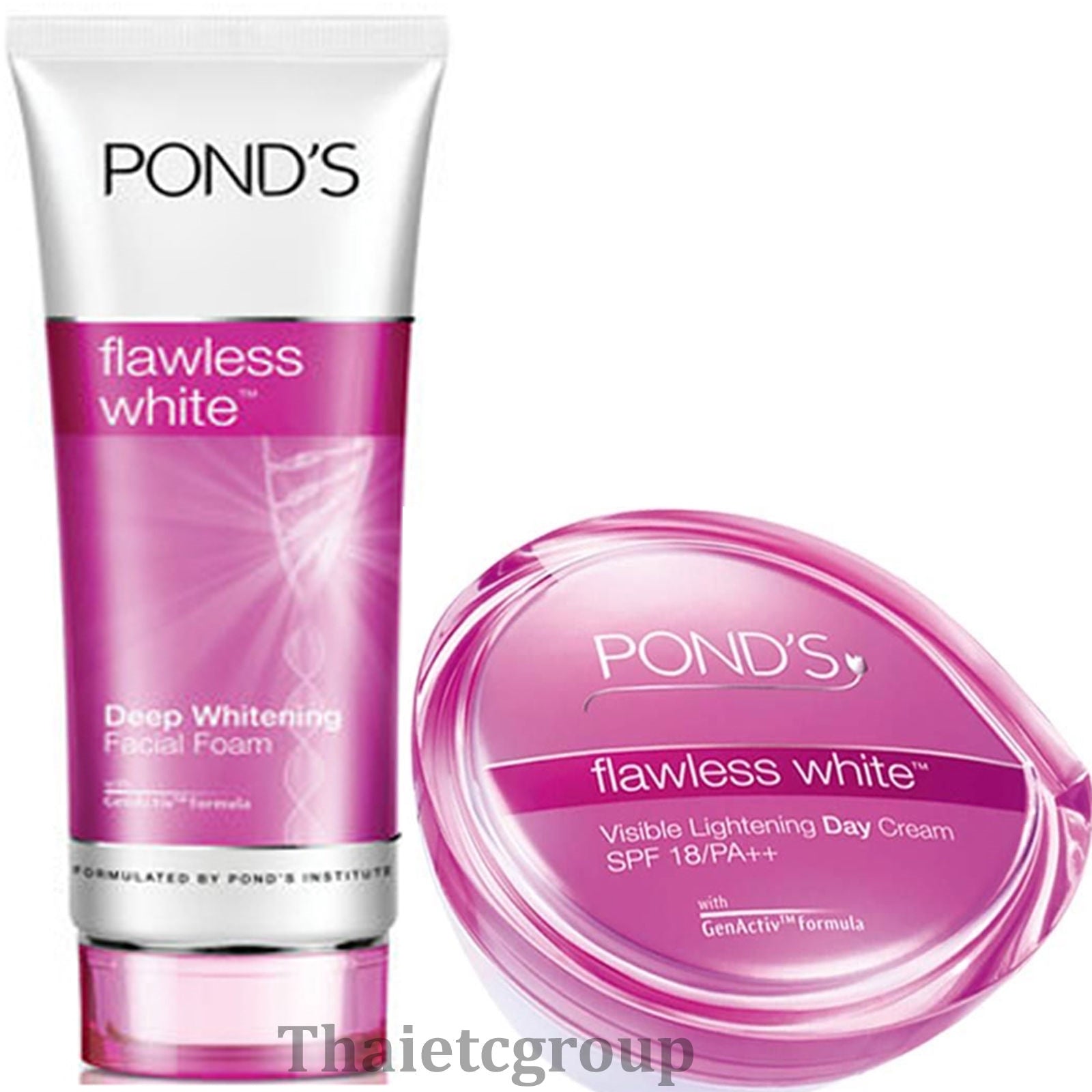 10358106-11a.jpg Pond's Flawless White Skin Lightening Day Cream visible Whitening Face Foam Set - Image 1