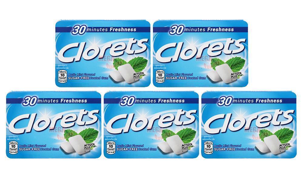5_x_Clorets_Arctic_Mint_Flavored_Coated_Gum_30_minutes_Freshness_11.2g.jpg 5 x Clorets Arctic Mint Flavored Coated Gum 30 minutes Freshness 11.2g. - Image 1