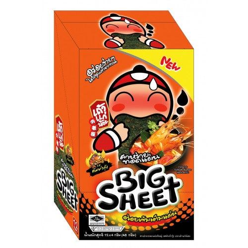 8858702413107_1.jpg Buy Tao Kae Noi Big Sheet Crispy Seaweed Tom Yum Gung Flavour 4 g. Pack12 - Image 1