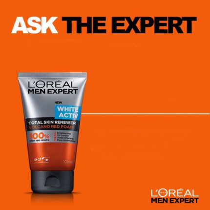 L'Oreal Men Expert White Activ Total Skin Renewer Volcano Red Facial Foam 100ml