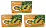 3 x Natural Bar Soap Crystal Papaya Pure for Skin Whiten Smooth Younger 160G