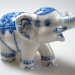 Buy Doll house Miniature Collectible Ceramic Siam BLUE ELEPHANT Figurine Wild Animal