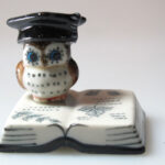 Buy Craft Miniature Collectible Ceramic Brown Owl on Book Zoo Animal Figurine Bird