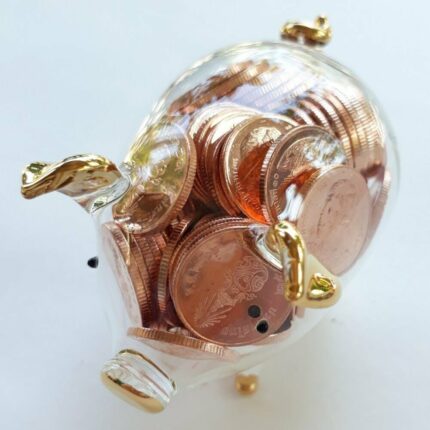 Pig Blown Glass Miniature Figurine Handcraft Collectible Home Decor Inside Coin
