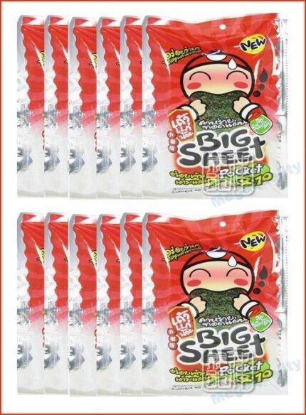 Buy 12 FRIED CRISPY JAPANESE SEAWEED SNACK TAO KAE NOI HOT + SPICY FLAVOR BIG SHEET