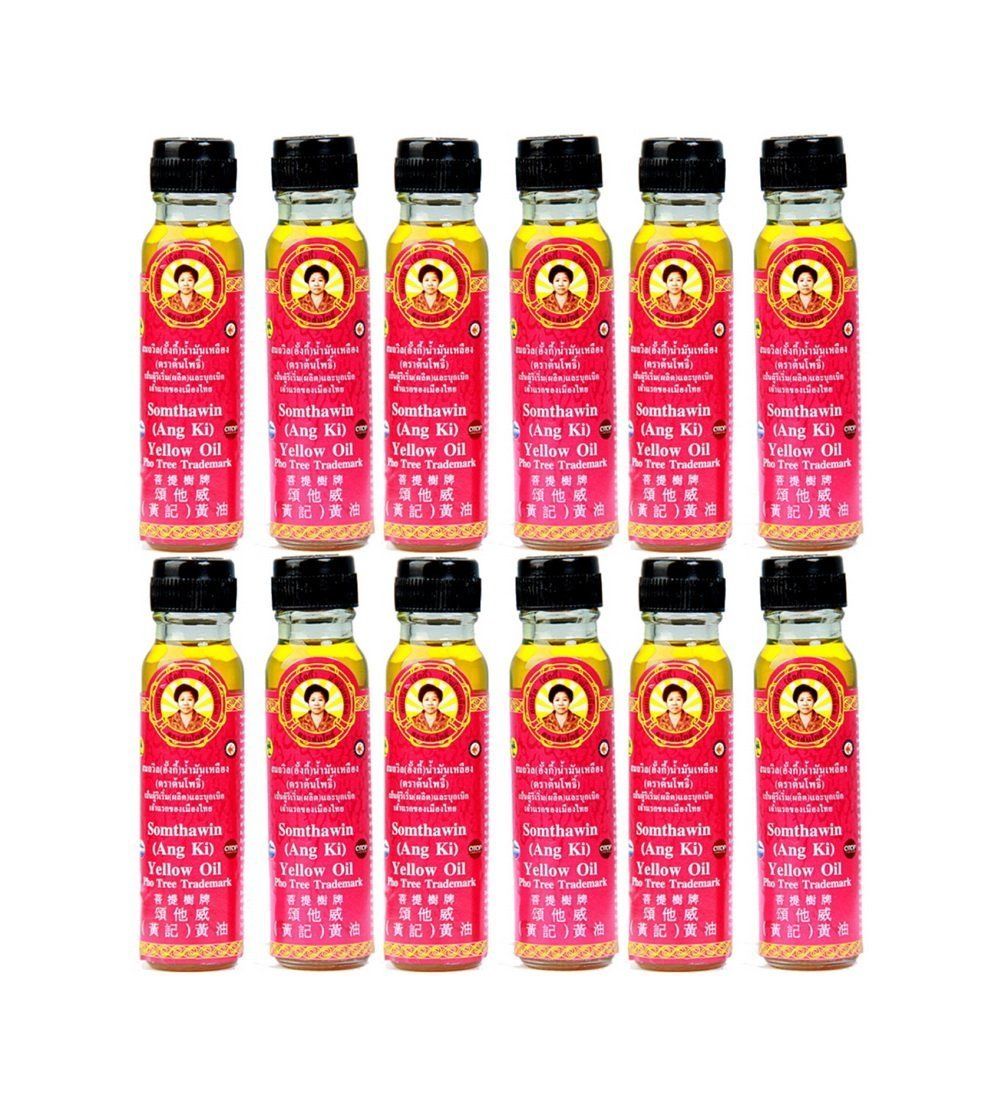 s-l1600_41709fe4-9217-4e5f-9ce0-5d1373f39a34.jpg Buy 12 x Angki SOMTHAWIN Yellow Oil Hotel Spa Natural Thai Aroma Herb 24 cc - Image 1