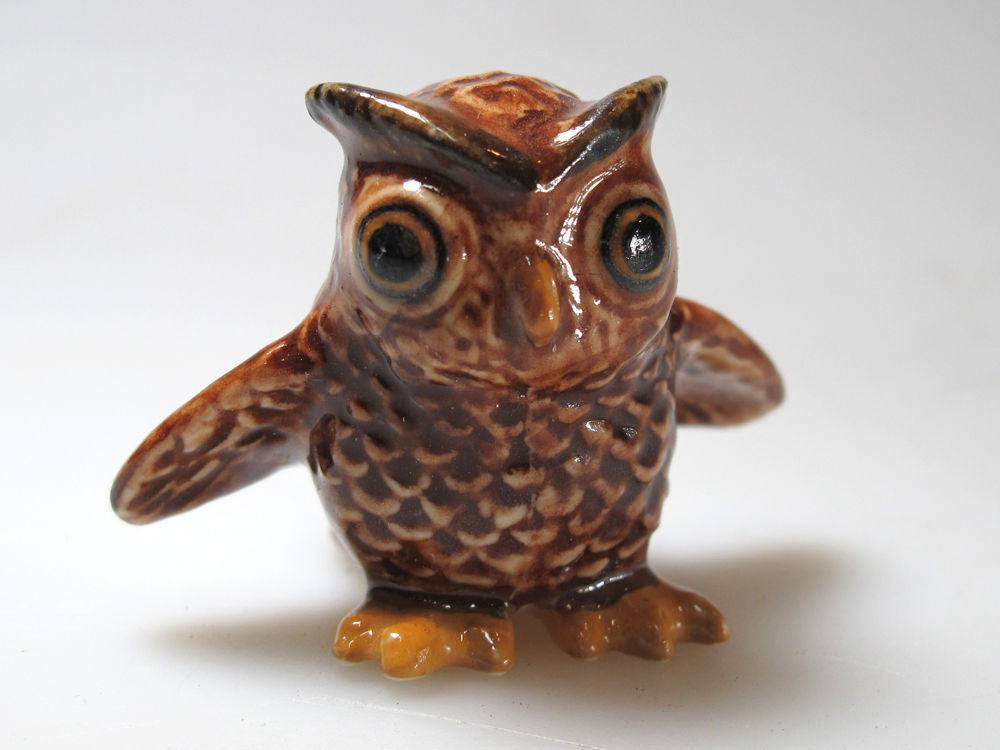 s-l1600_445338f1-25f8-47fc-87a6-4abfc723d6e4.jpg Buy Craft Miniature Collectible Ceramic Brown Owl Zoo Animal Figurine Bird - Image 1