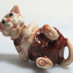 Buy Handmade Dollhouse Miniatures Ceramic Porcelain Brown Comical Lucky Cat FIGURINE