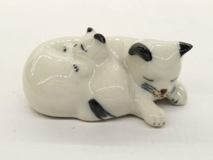 Buy Hand Painted Miniature Collectible Ceramic Porcelain White Siamese Cat FIGURINE