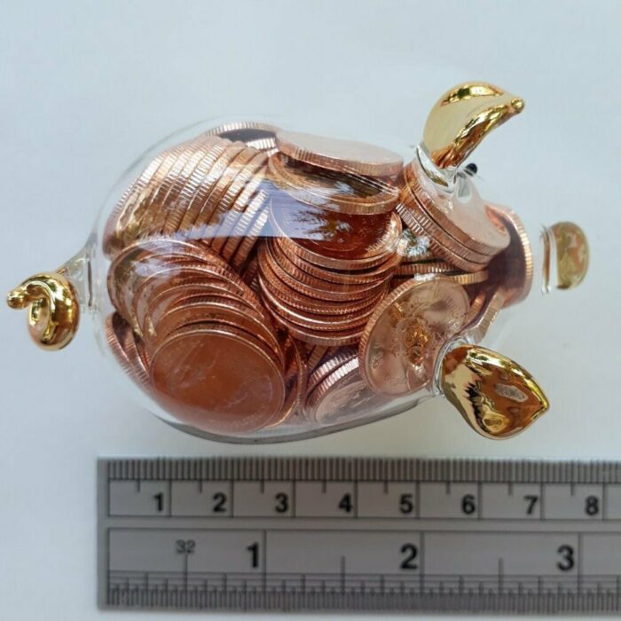 Pig Blown Glass Miniature Figurine Handcraft Collectible Home Decor Inside Coin - Image 5