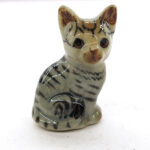 Buy Hand Painted Miniature Collectible Ceramic Porcelain Siamese Gray Cat FIGURINE