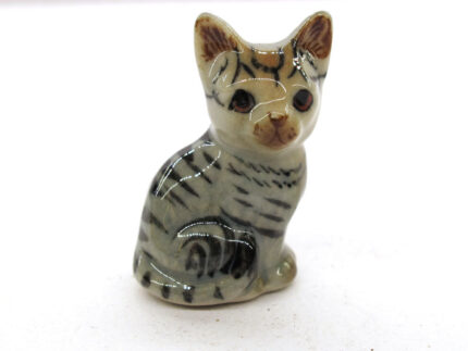Buy Hand Painted Miniature Collectible Ceramic Porcelain Siamese Gray Cat FIGURINE