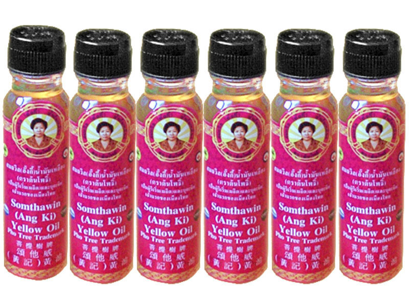 s-l1600_5608da87-f921-4a66-aa28-d77298d6b26b.jpg 6 BOTTLES SOMTHAWIN YELLOW OIL THAI ANG NATURAL MASSAGE CHINESE THAILAND - Image 1