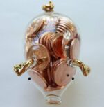 Pig Blown Glass Miniature Figurine Handcraft Collectible Home Decor Inside Coin - Image 6