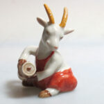 Buy Craft Collectible MINIATURE Ceramic Porcelain Goat Holding Milk Tank FIGURINE