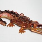 Buy CRAFT COLLECTIBLE MINIATURE HAND BLOWN Art GLASS Brown Crocodile FIGURINE