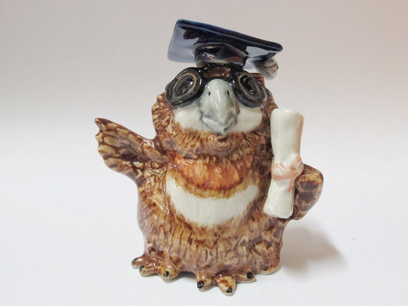 s-l1600_b385f7bd-d168-46ac-9cba-a86abbaf74e5.jpg Buy Doll house Miniature Collectible Ceramic Brown New Owl Graduation Figurine Bird - Image 1