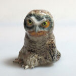 Buy Dollhouse Miniature Collectible Ceramic Brown Wood Owl Zoo Animal Figurine Bird
