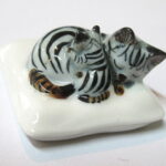 Buy Hand Painted Miniature Collectible Ceramic Porcelain Gray Siamese Cat FIGURINE