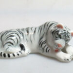 Buy Wildlife MINIATURE HANDMADE  PORCELAIN White Bengal Tiger Statue ZOO FIGURINE