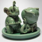 Buy Craft Miniature Collectible Porcelain Green Elephant Salt and Pepper S&P