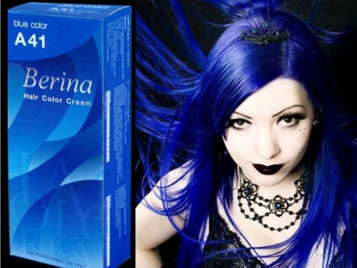 s-l500_4eea75aa-b600-4af7-b580-4d8bbe3960b7.jpg BERINA PERMANENT A41 COLOR NEW HAIR DYE CREAM BLUE COLOR - Image 1