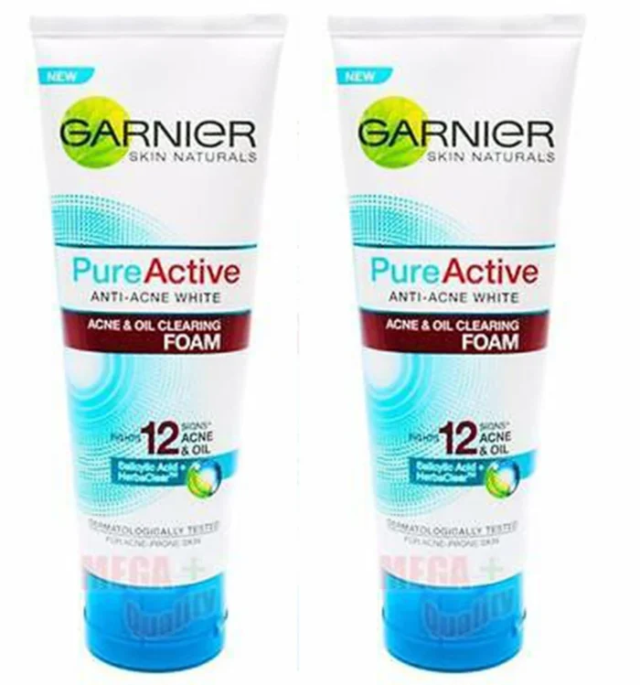 2 x Garnier Skin Naturals Pure Active ANTI-ACNE WHITE OIL CLEARING FOAM 100ml - Image 2